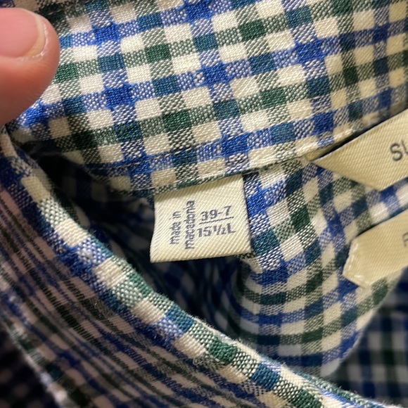 Suitsupply mens 15.5 39-7 L Long blue green checkered 100% linen dress shirt EUC - Picture 3 of 8